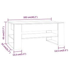 Vidaxl Konferenčný stolík betónový sivý 102x55x45 cm spracované drevo