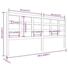 Vidaxl Čelo postele biele 205,5x4x100 cm masívna borovica