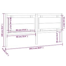 Vidaxl Čelo postele, čierne, 205,5x4x100 cm, masívne borovicové drevo