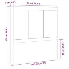 Vidaxl Čelo postele, sivé, 80,5x4x100 cm, masívne borovicové drevo