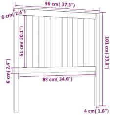 Vidaxl Čelo postele čierne 96x6x101 cm masívna borovica