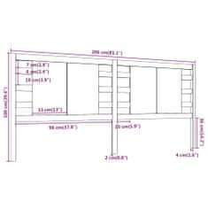 Vidaxl Čelo postele, sivé, 206x4x100 cm, masívne borovicové drevo