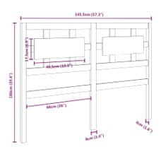 Vidaxl Čelo postele čierne 145,5x4x100 cm masívna borovica