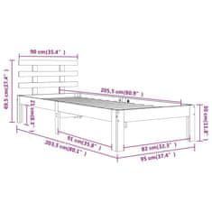 Vidaxl Posteľný rám masívne drevo 90x200 cm