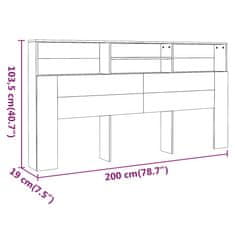 Vidaxl Čelo postele so skrinkou hnedý dub 200x19x103,5 cm