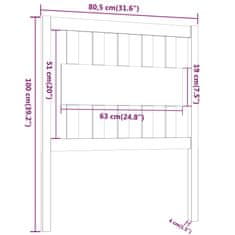 Vidaxl Čelo postele, čierne, 80,5x4x100 cm, masívne borovicové drevo