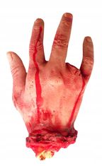 Korbi Umelá odrezaná ruka s kosťou, 4 prsty, Halloween