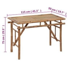 Petromila vidaXL Skladací záhradný stôl 115x50x75 cm, bambus