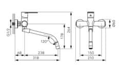 Ferro Algeo Square, nástenná umývadlová stojanková batéria s flexibilným výtokom 150 mm, chrómová, BAG5FB