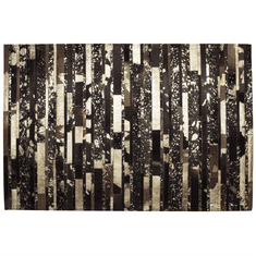 Beliani Kožený patchwork koberec 160 x 230 cm hnedý / zlatý ARTVIN