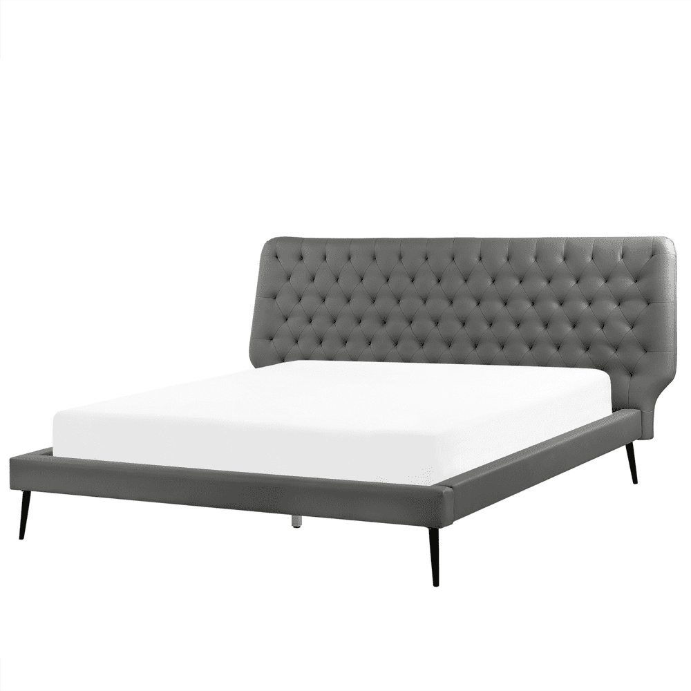 Beliani Eko-kožená posteľ 160 x 200 cm sivá ESSONNE