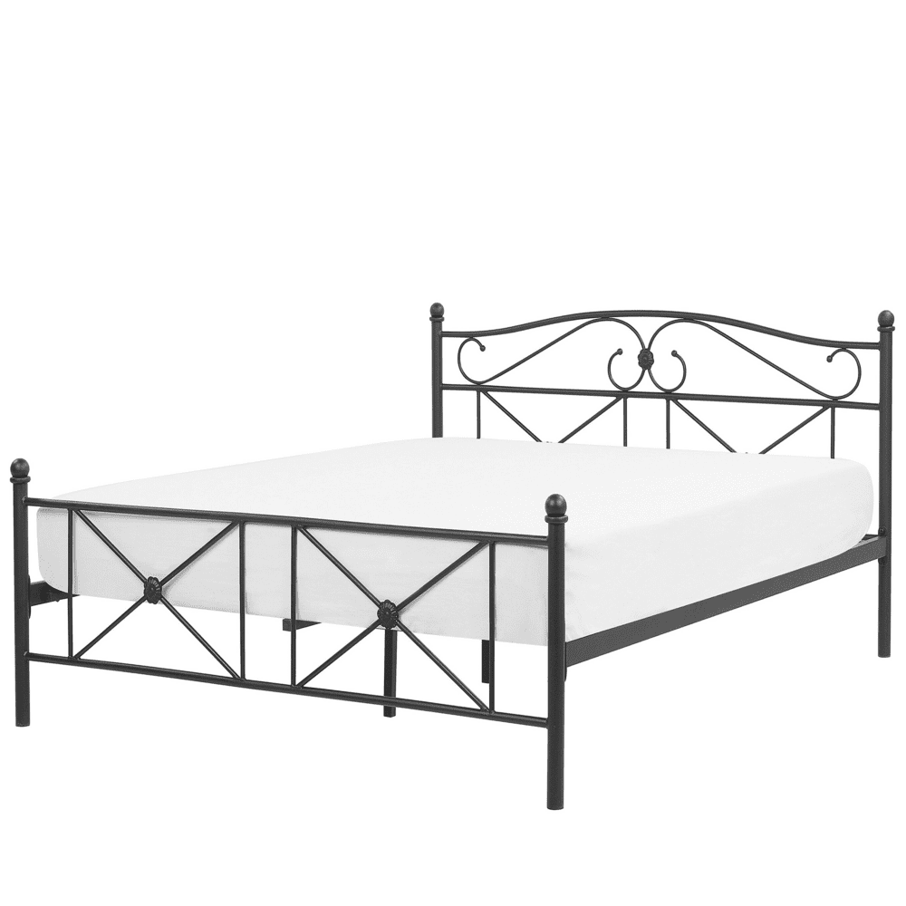Beliani Čierna kovová posteľ s rámom 140 x 200 cm RODEZ