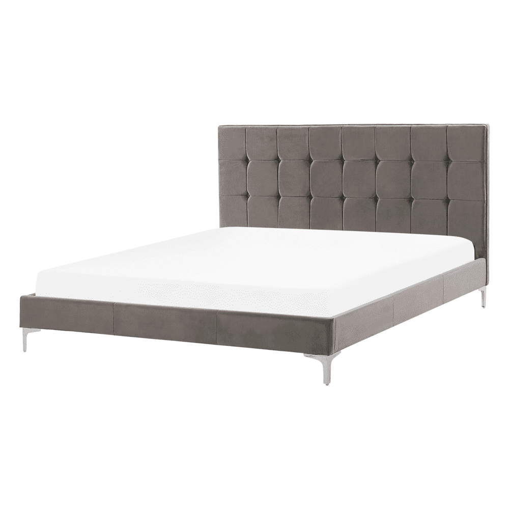Beliani Zamatová posteľ 140 x 200 cm sivá AMBERT