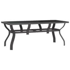 Petromila vidaXL Záhradný stôl sivo-čierny 180x80x70 cm oceľ a sklo
