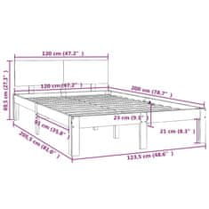 Vidaxl Rám postele, biely, masívne borovicové drevo, 120 x 200 cm