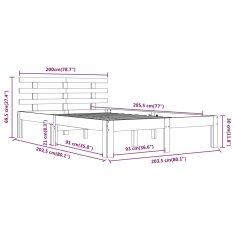 Vidaxl Posteľný rám sivý masívne drevo 200x200 cm