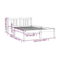 Vidaxl Rám postele, sivý, masívne drevo, 120x190 cm, dvojlôžková posteľ