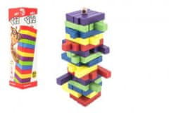 Hra drevená veža 60 ks farebných dielikov stolová hra v krabici