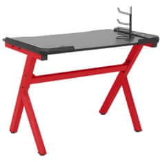 Vidaxl Herný stôl LED s nohami v tvare Y čierny a červený 110x60x75 cm