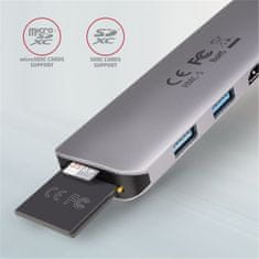 AXAGON multifunkční hub, USB 3.2 Gen 1,2x USB-A, HDMI, SD/microSD, PD 100W