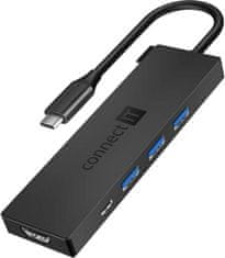 Connect IT USB-C hub, 5v1 (USB-C,3xUSB-A,HDMI), externí, čierna
