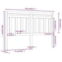 Vidaxl Čelo postele, čierne, 156x4x100 cm, masívne borovicové drevo