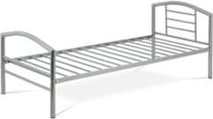 Autronic Posteľ jednolôžková 90x200 cm, kovová šedý lesk BED-1900 SIL