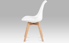 Autronic Jedálenská stolička, plast biely / koženka biela / masív buk CT-752 WT