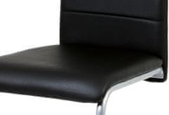 Autronic Jedálenská stolička, poťah čierna ekokoža, kovová podnož, šedý matný lak DCL-102 BK