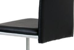 Autronic Jedálenská stolička, poťah čierna ekokoža, kovová podnož, šedý matný lak DCL-102 BK