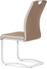 Autronic Jedálenská stolička chróm / koženka coffee + cappucino boky DCL-406 COF