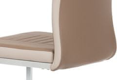 Autronic Jedálenská stolička chróm / koženka coffee + cappucino boky DCL-406 COF
