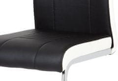 Autronic Jedálenská stolička chróm / koženka čierna s bielymi boky DCL-406 BK