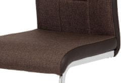 Autronic Jedálenská stolička chróm / hnedá látka + hnedá koženka DCL-410 BR2