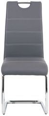 Autronic Jedálenská stolička, poťah šedá ekokoža, biele prešitie, kovová pohupová podnož, chróm HC-481 GREY