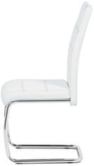 Autronic Jedálenská stolička, poťah biela ekokoža, čierne prešitie, kovová pohupová podnož, chróm HC-481 WT