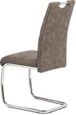 Autronic Jedálenská stolička, poťah hnedá látka COWBOY v dekore vintage kože, kovová chrómovaná HC-483 BR3