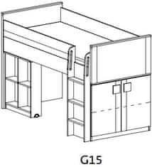 CASARREDO GIMMI G19 poschodová posteľ (komplet G15 + G17) antracit / biela