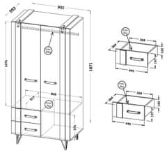 CASARREDO Šatníková skriňa LODINE 01 2D2S dub wotan/betón