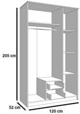 CASARREDO Šatníková skriňa SIMPLE 120 3D2Dr white nymphea albumy