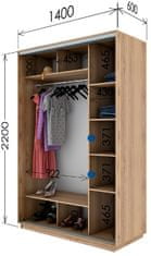 CASARREDO Šatníková skriňa WOODY 140 dub satin