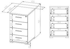 CASARREDO Kontajner pod písací stôl POPPY dub sonoma