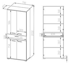 CASARREDO Skriňa 4D1S POPPY dub sonoma