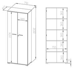 CASARREDO Skriňa 2D POPPY dub sonoma