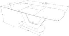 CASARREDO Jedálenský stôl rozkladacia 160x90 ARMANI ceramic biely mramor/čierny mat