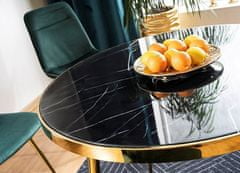 CASARREDO Jedálenský stôl CALVIN 100 mramorované sklo/čierna/zlatá