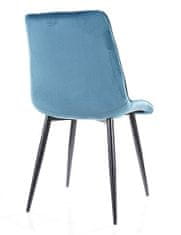 CASARREDO Jedálenská čalúnená stoličky PIKI velvet tyrkysovo modrá / čierna mat
