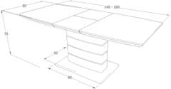 CASARREDO Jedálenský stôl rozkladacia LEONARDO 140x80 biela/nerez