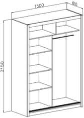 CASARREDO Šatníková skriňa SANDINO 150 dub sonoma