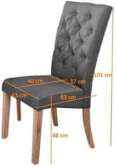 CASARREDO Jedálenská čalúnená stoličky ATHENA šedá/dub natural